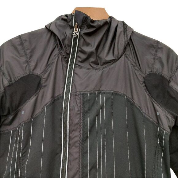 Lululemon Hooded Jacket Womens 4 Black Athletic Full Zip Long Sleeve Athletic - Picture 3 of 13